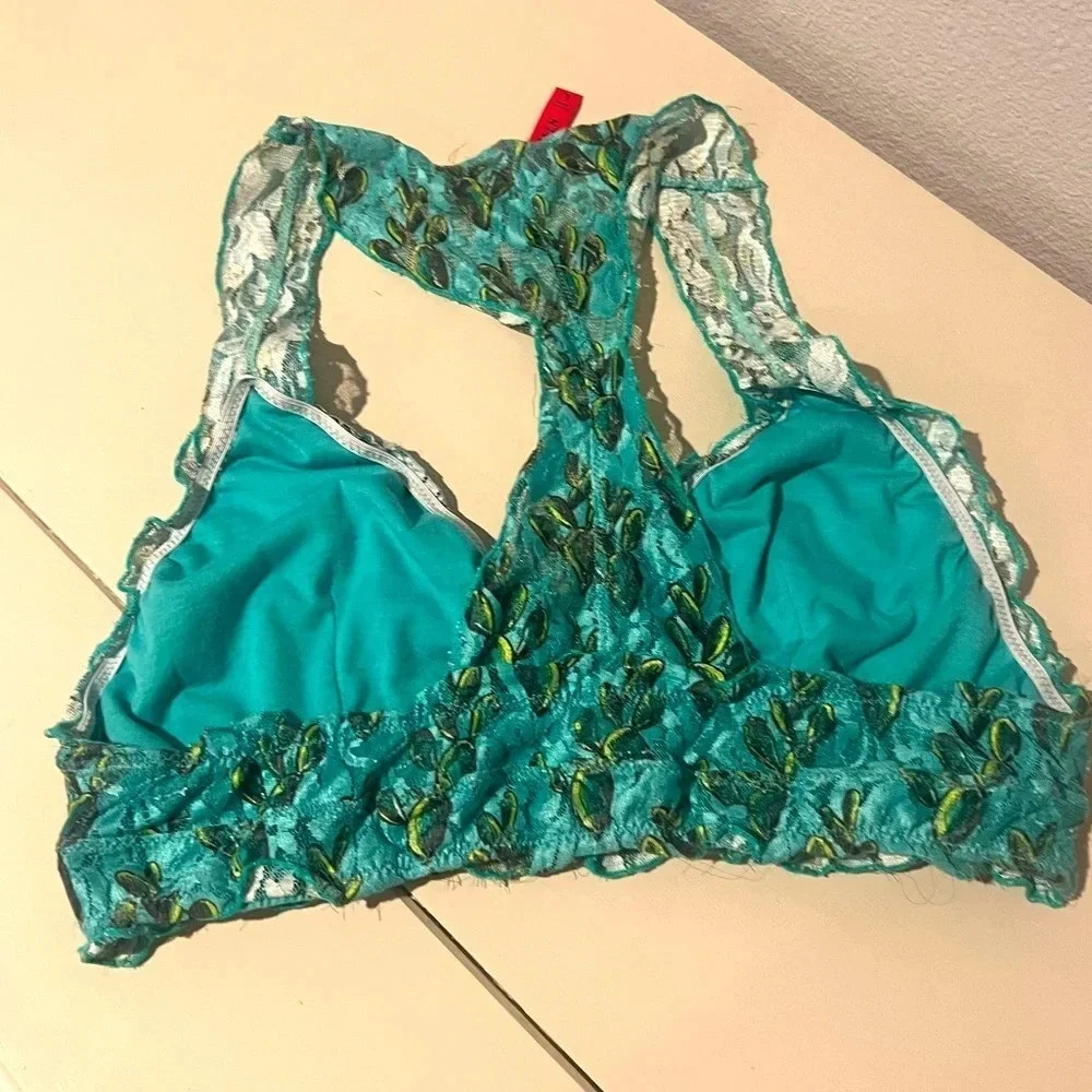 Floral Lace Bralette - Teal and Green - Picture 2 of 3